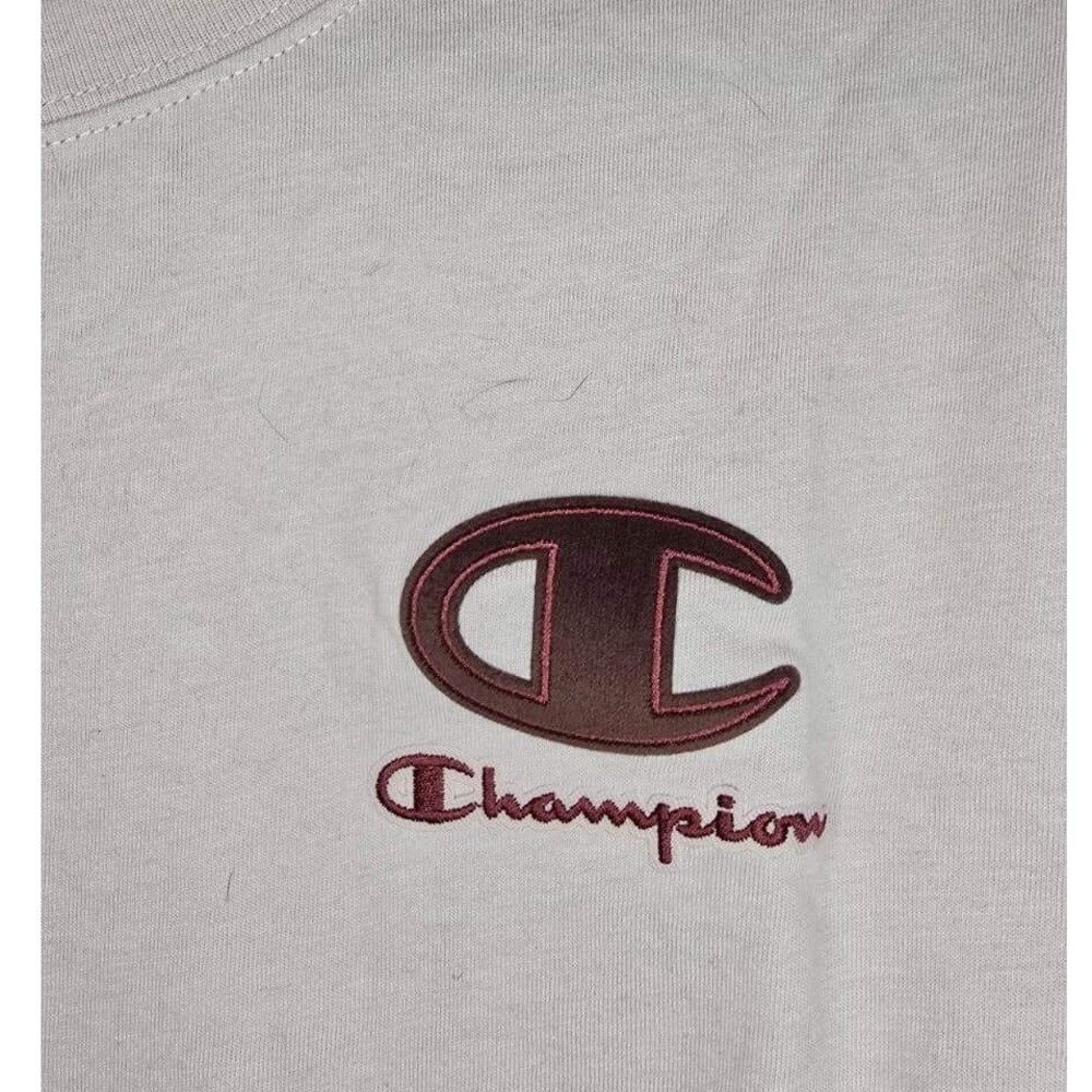 Champion Cropped Graphic Tee Light Pink NWT Embroidered Script Logo Shirt - Picture 2 of 4